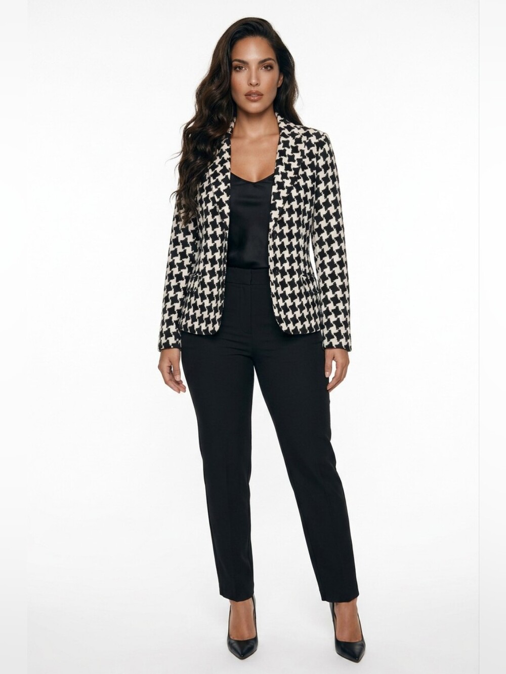 GEORGE Design MARK Eisen TRENDY Houndstooth BLAZER Black WHITE SIZE 12 - Picture 2 of 11